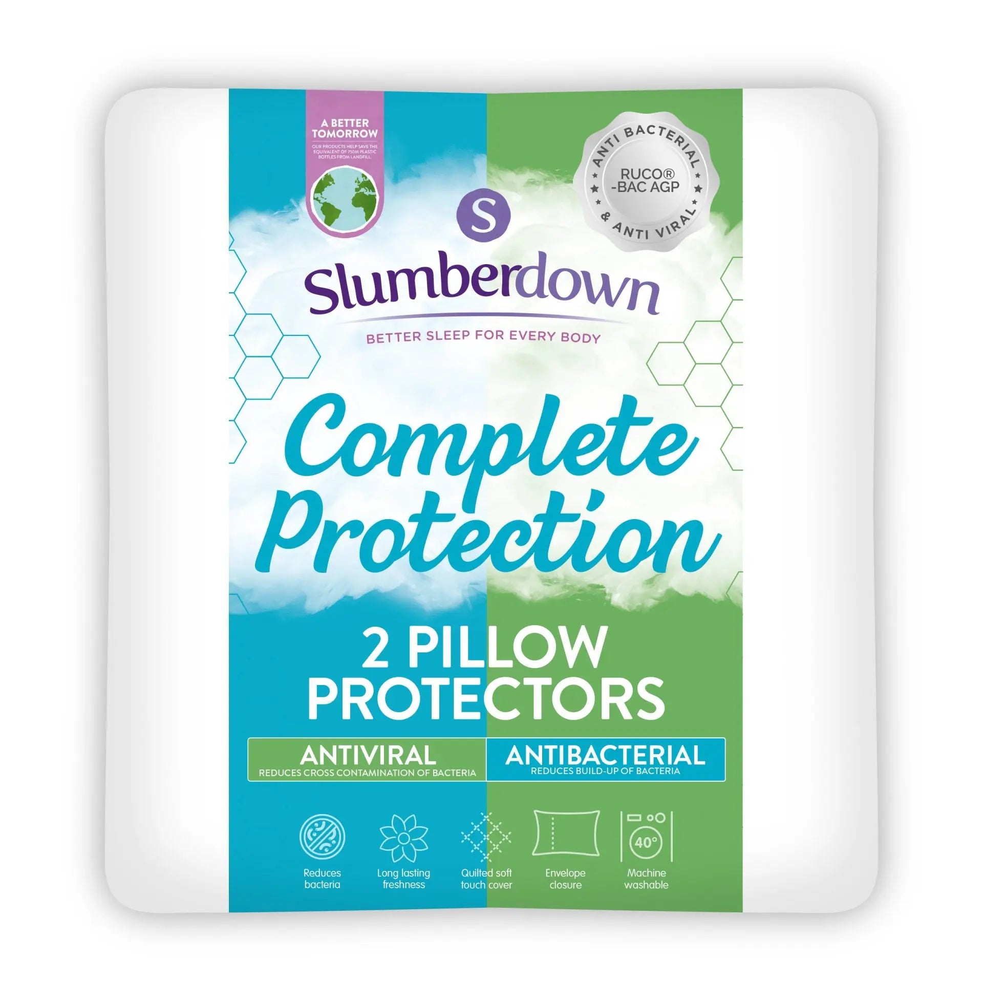 Complete Protection Anti Viral Pillow Protector 2 Pack Slumberdown