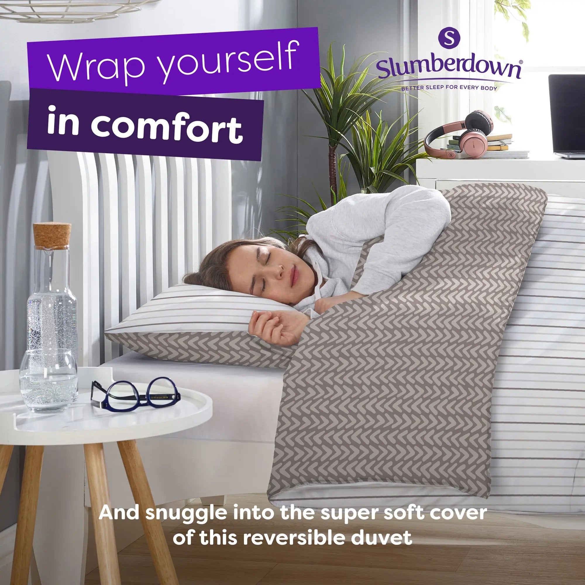 Coverless Comfort Neutral Abstract Duvet, 10.5 Tog Slumberdown