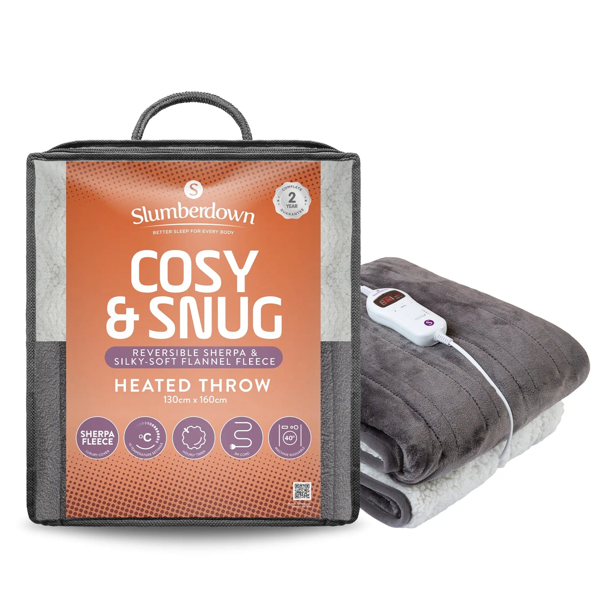 Cosy & Snug Sherpa Fleece Heated Throw - Slumberdown