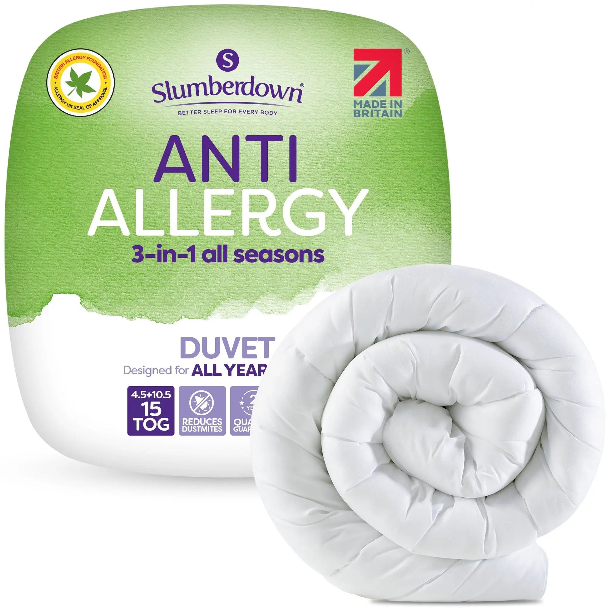 Anti Allergy Duvet 15 Tog All Seasons Slumberdown