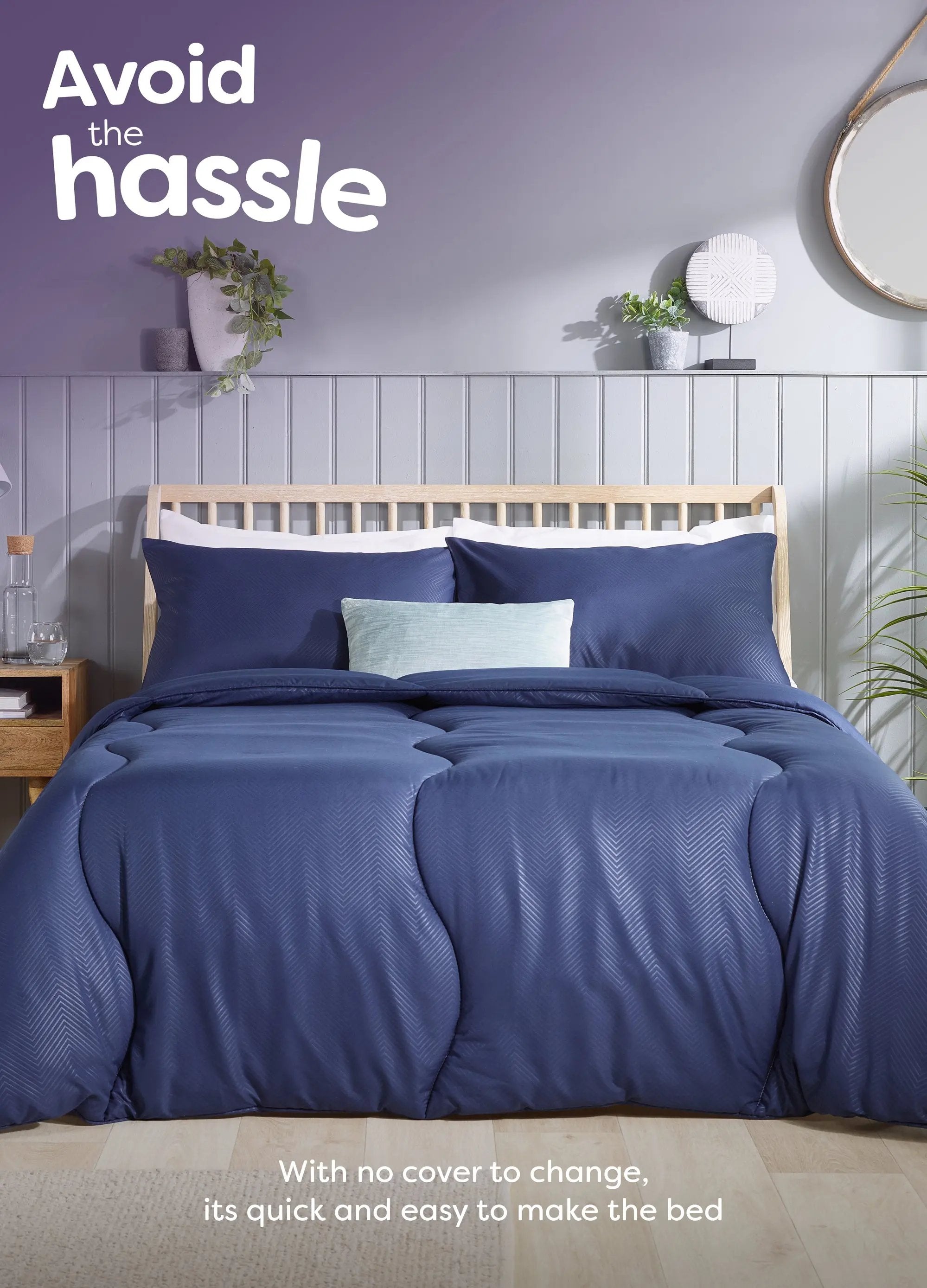 Coverless Comfort Embossed Herringbone Navy Duvet, 10.5 Tog Slumberdown