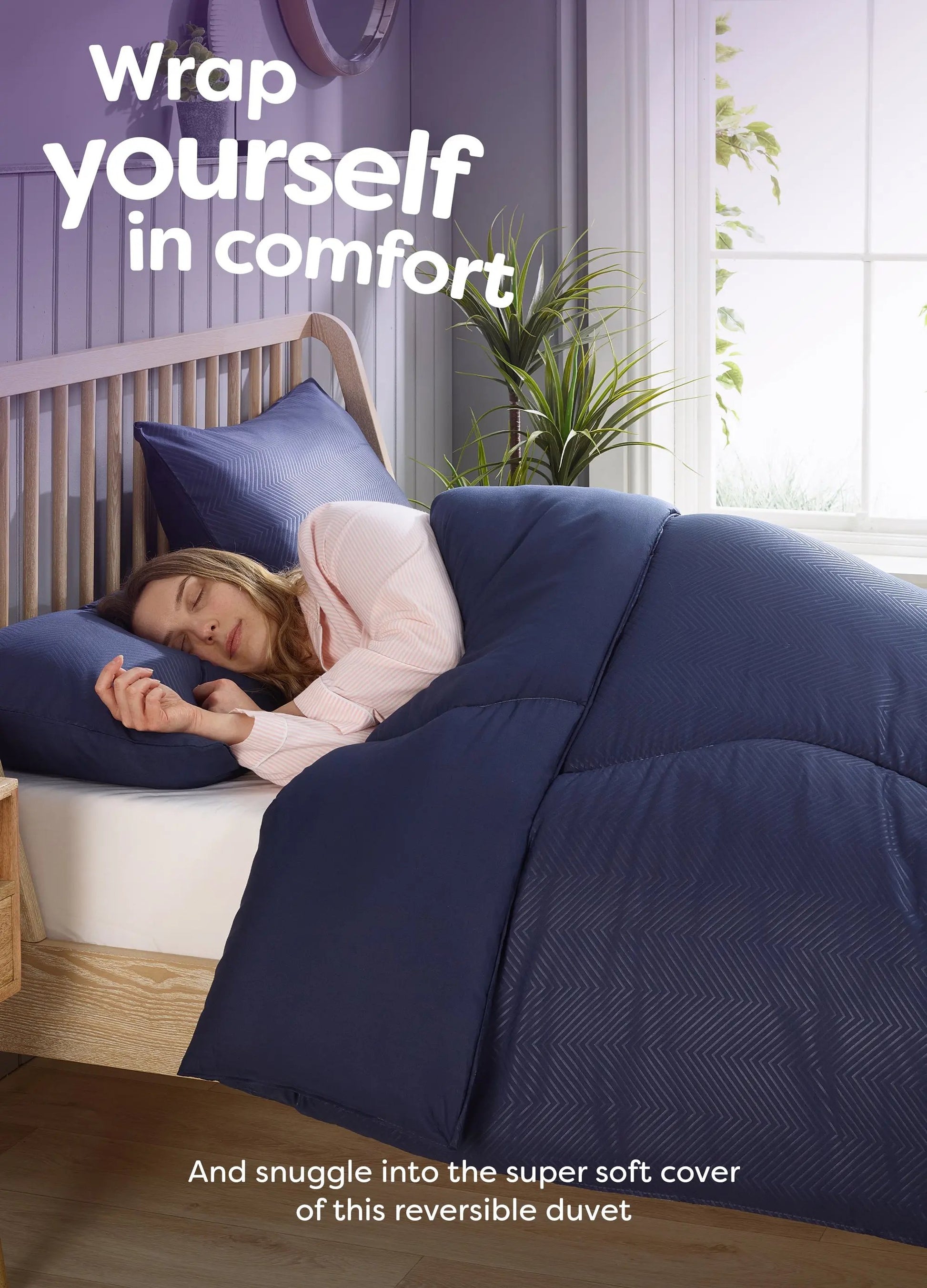 Coverless Comfort Embossed Herringbone Navy Duvet, 10.5 Tog Slumberdown