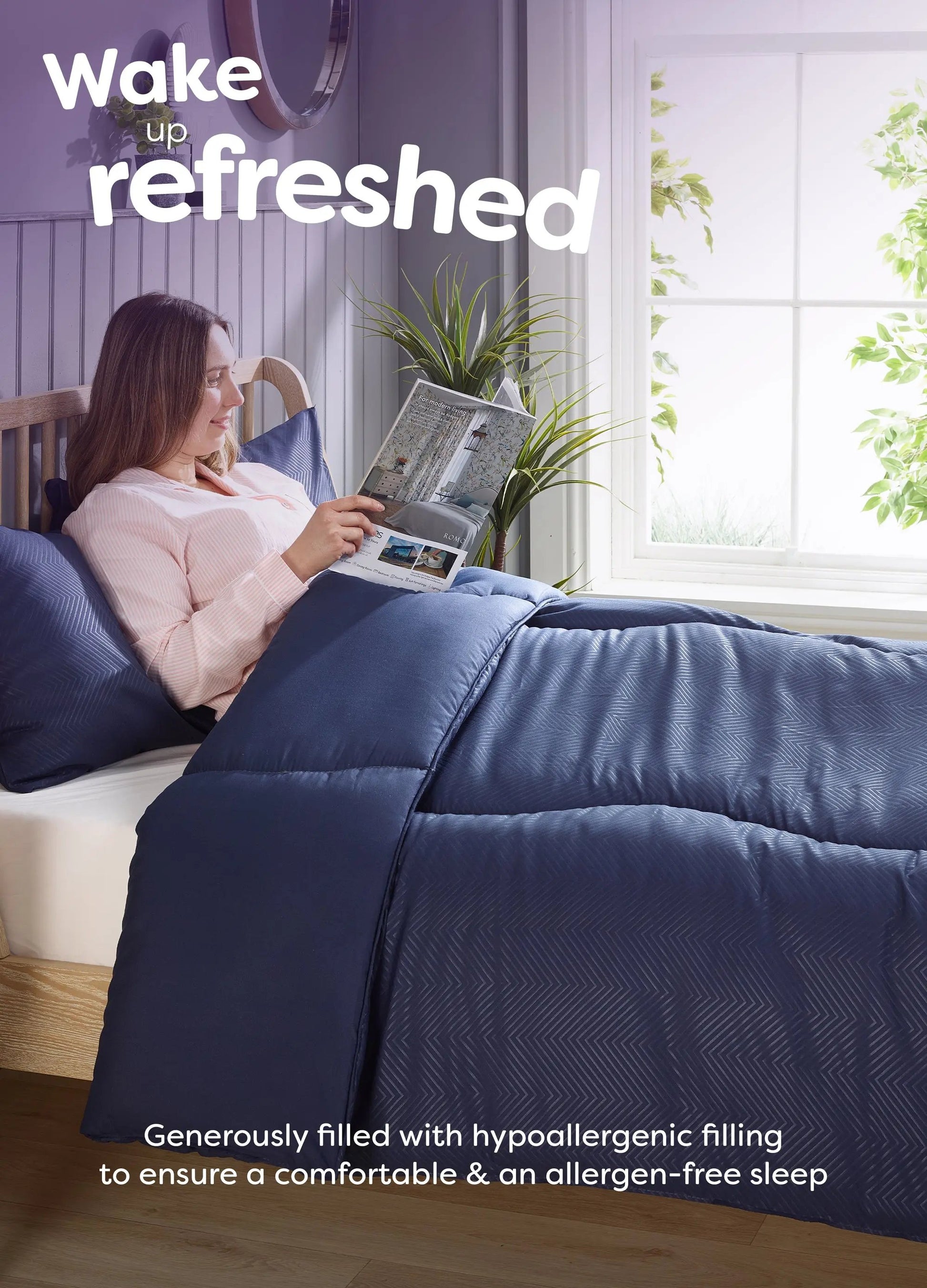 Coverless Comfort Embossed Herringbone Navy Duvet, 10.5 Tog Slumberdown