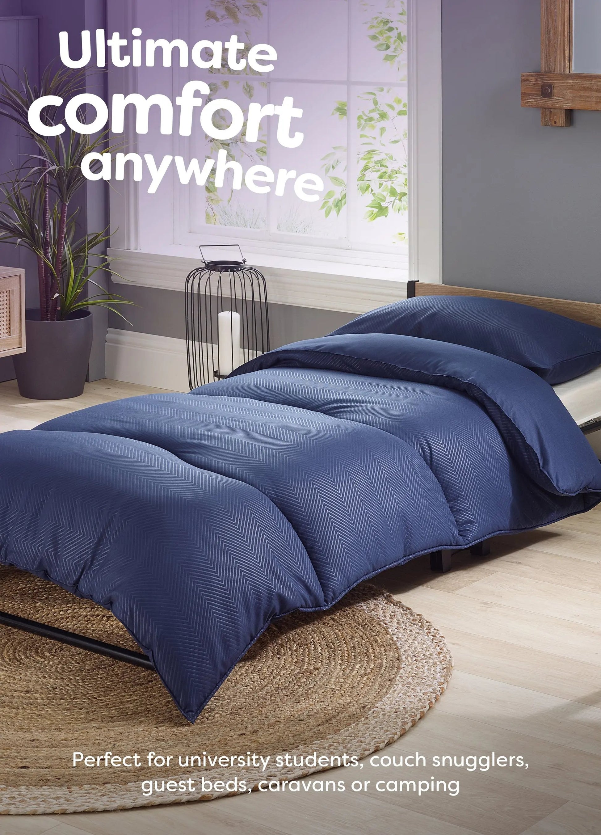 Coverless Comfort Embossed Herringbone Navy Duvet, 10.5 Tog Slumberdown