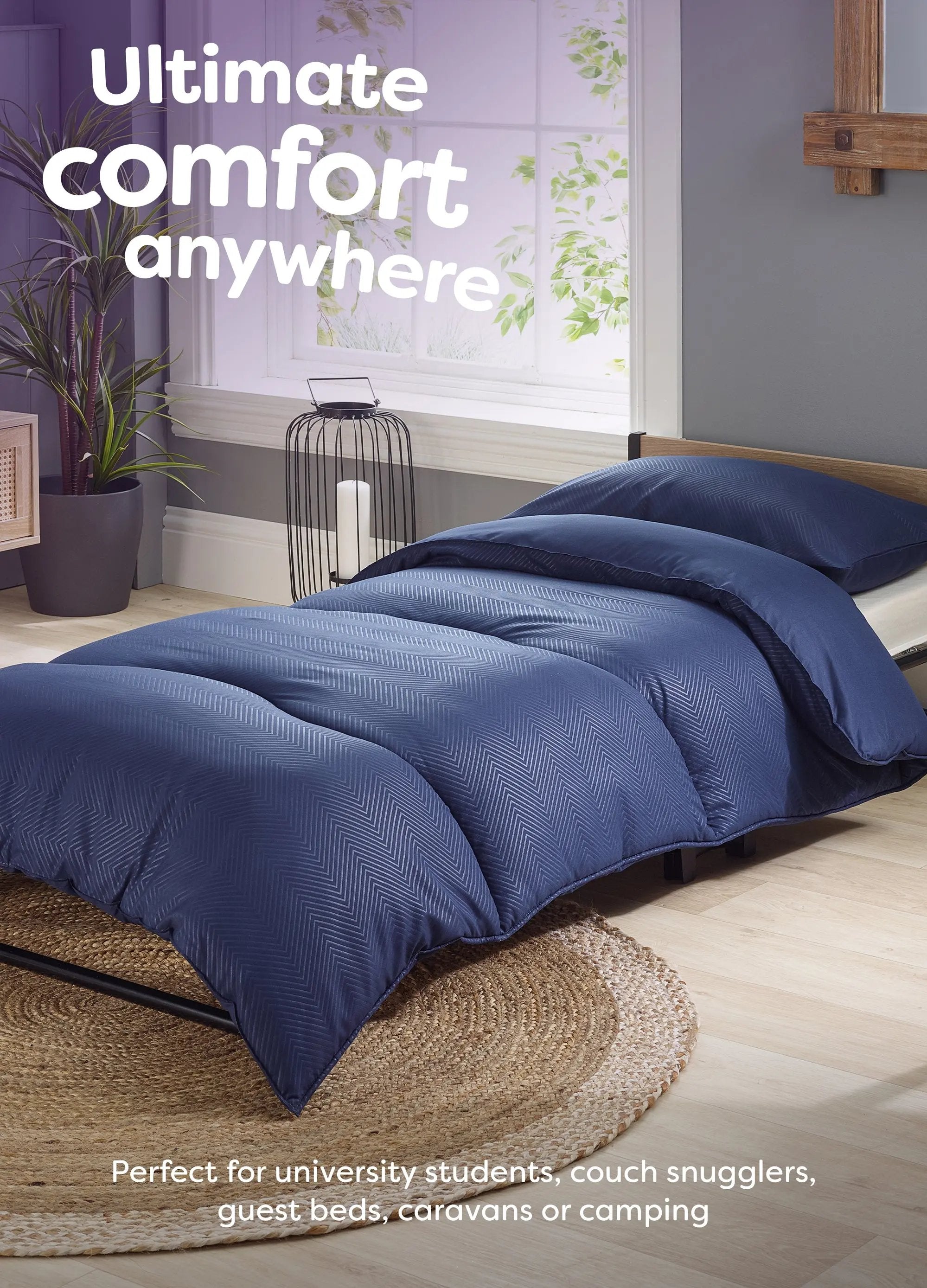 Coverless Comfort Embossed Herringbone Navy Duvet, 10.5 Tog Slumberdown