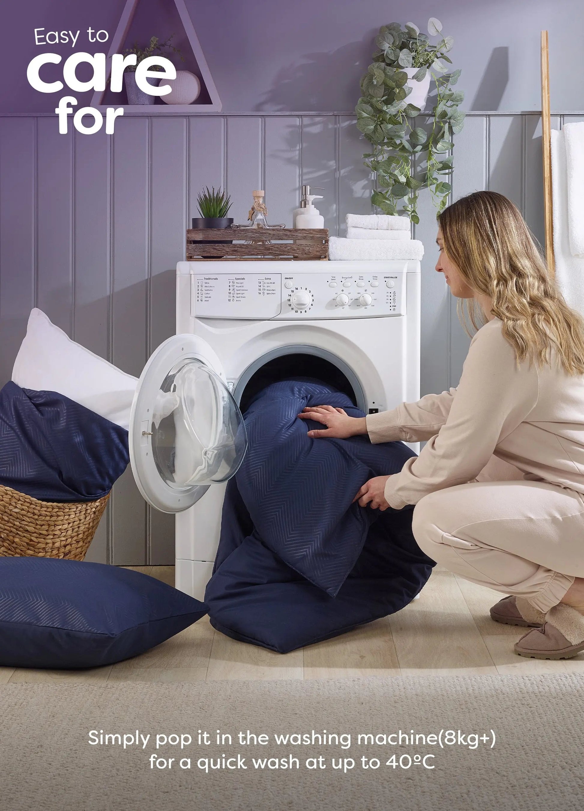 Coverless Comfort Embossed Herringbone Navy Duvet, 10.5 Tog Slumberdown