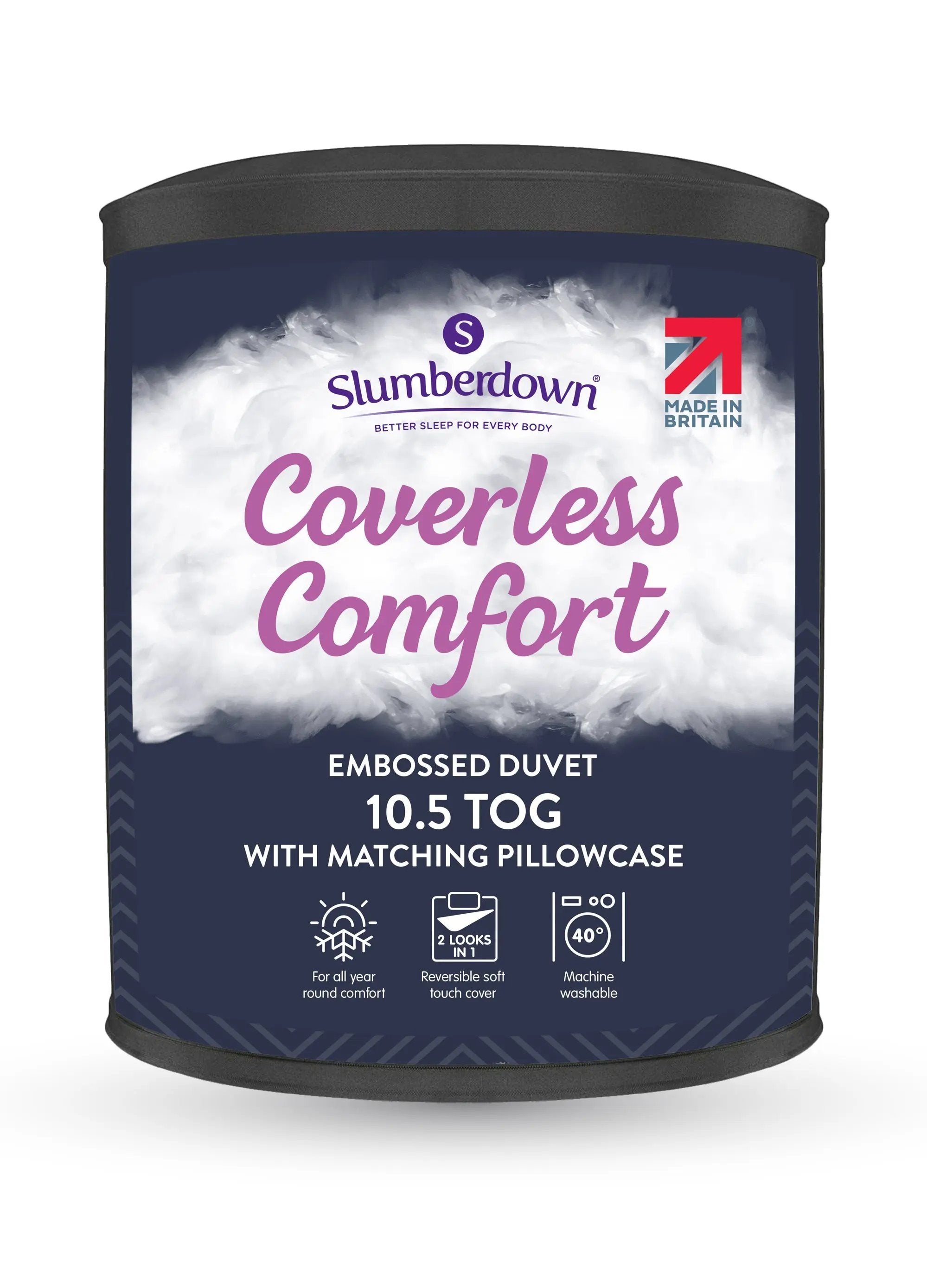 Coverless Comfort Embossed Herringbone Navy Duvet, 10.5 Tog Slumberdown