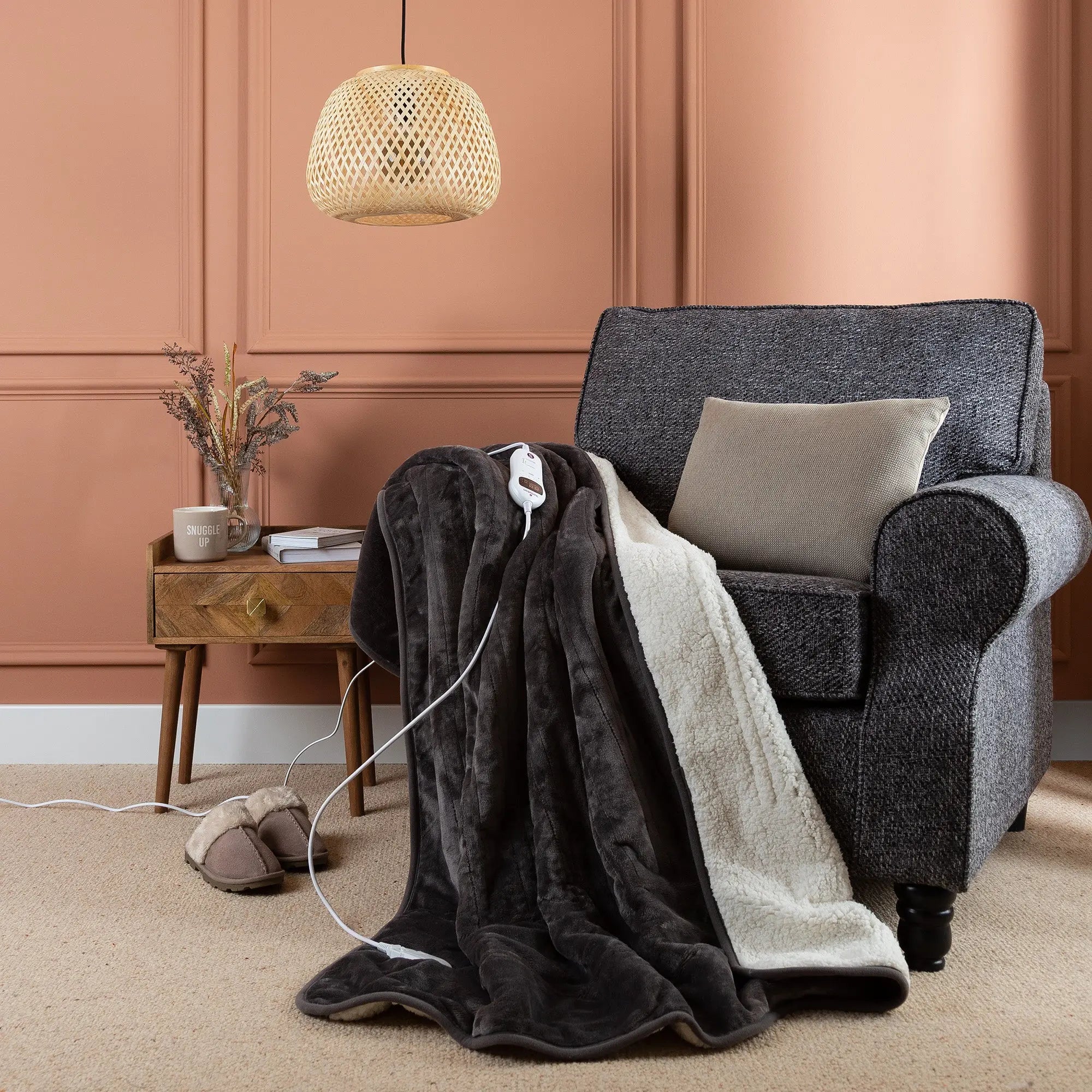Cosy Snug Sherpa Fleece Heated Throw Slumberdown Cosy Snug Sherpa Fleece Heated Throw Slumberdown