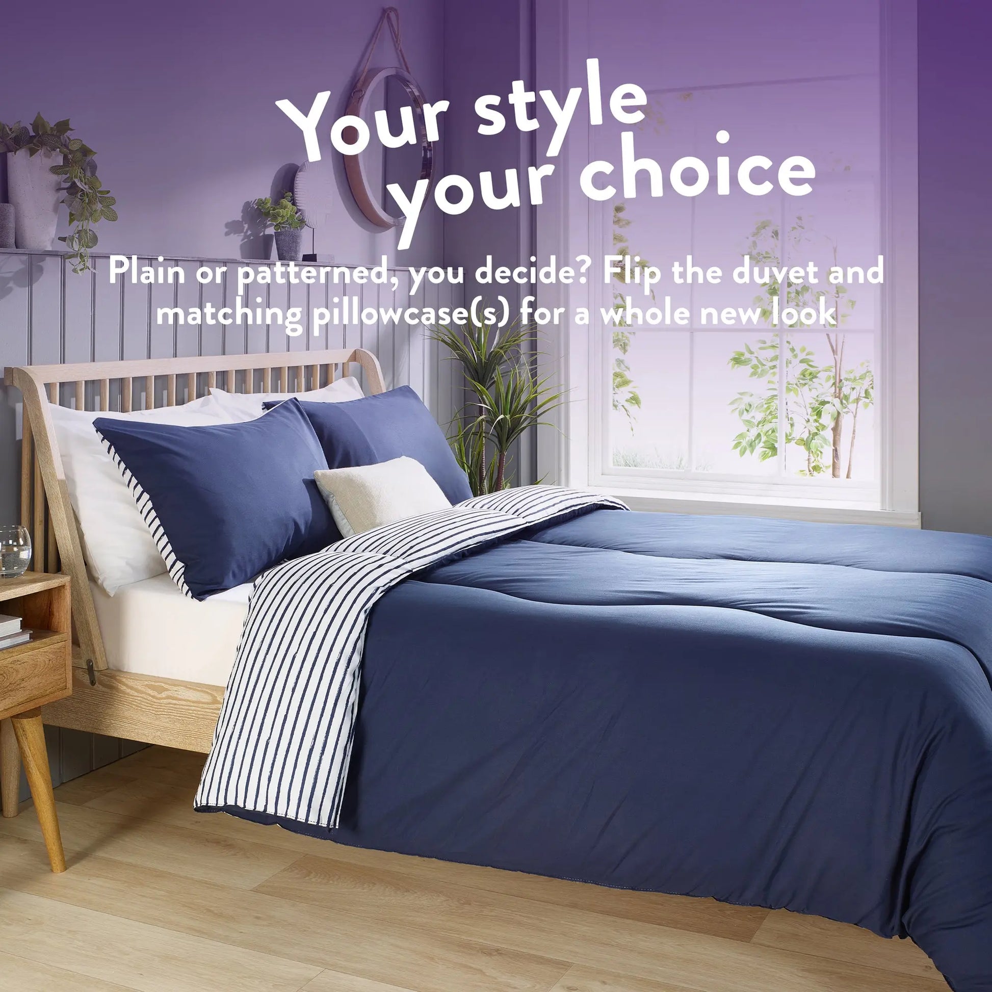 Coverless Comfort 10.5 TOG Navy Striped Duvet + Pillow case Slumberdown