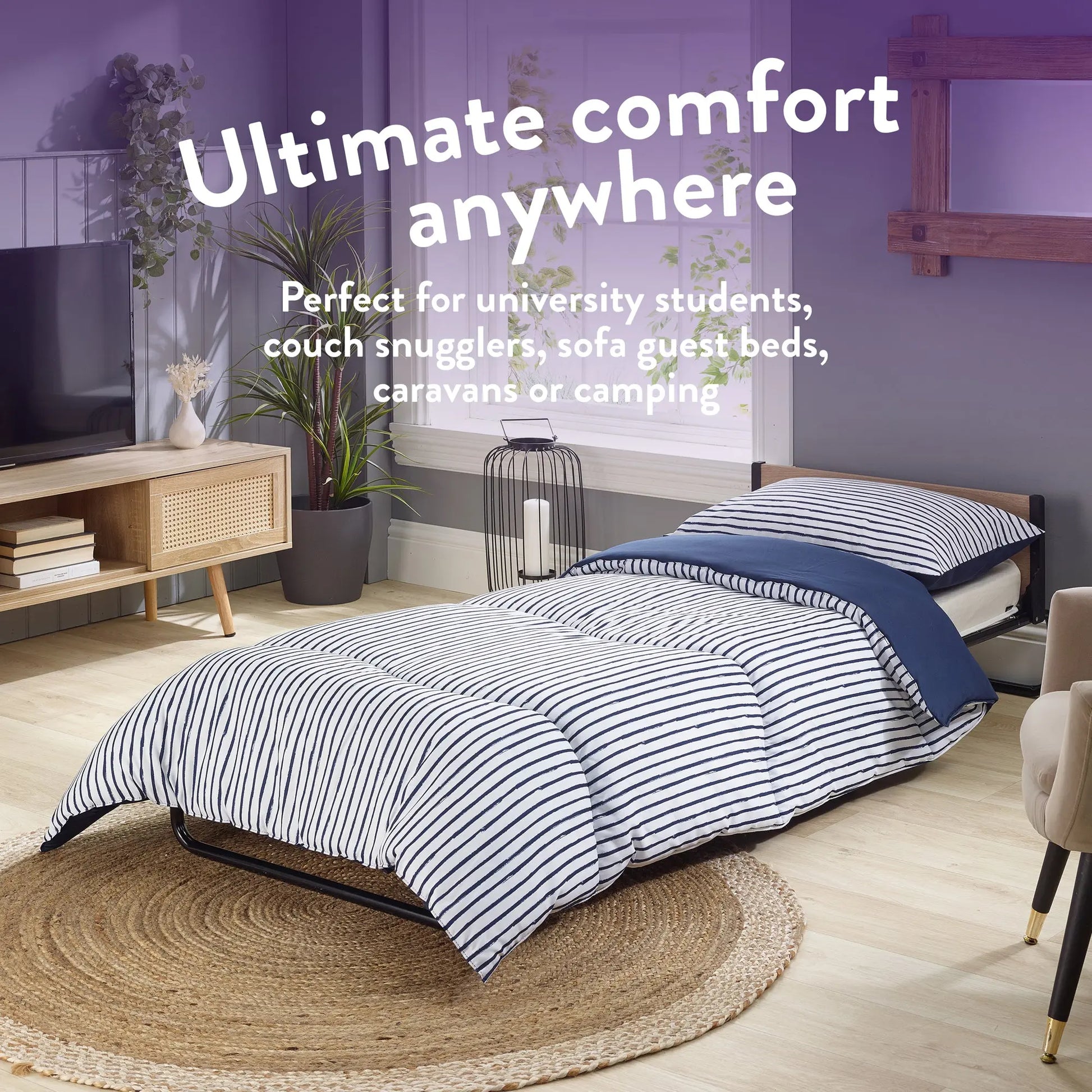 Coverless Comfort 10.5 TOG Navy Striped Duvet + Pillow case Slumberdown